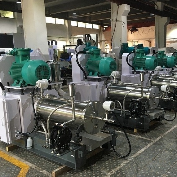 Pesticid SC Production High Production Capacity 60L Horizontal Bead Mill With 9Cr18Mo Alloy Steel